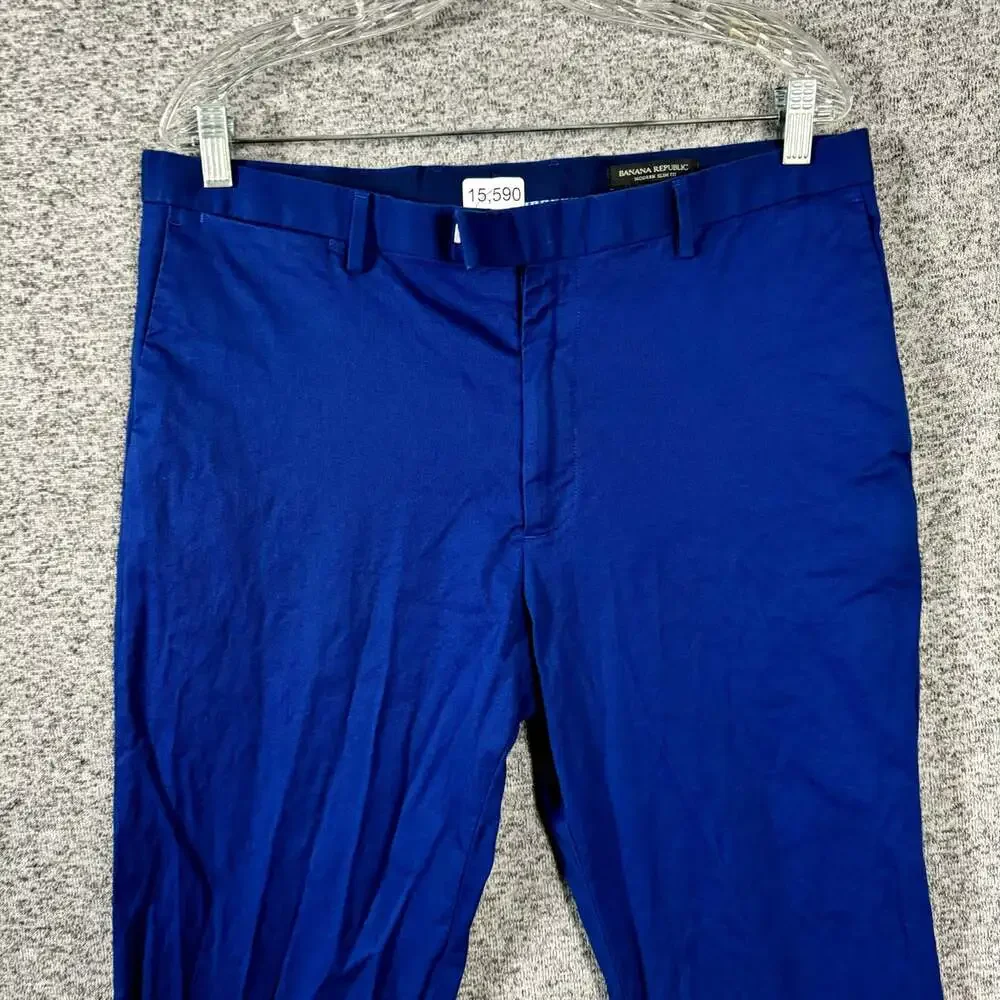 Banana Republic Men's Size 35x32 Modern Slim Fit Blue Cotton Chino Pants